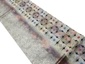 引箔花々模様織出し袋帯